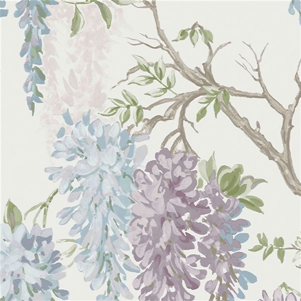 Laura Ashley Country Charm 56-sq. ft. Wisteria Garden Pale Iris Non-Woven Floral Unpasted Paste the Wall Wallpaper