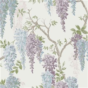 Laura Ashley Country Charm 56-sq. ft. Wisteria Garden Pale Iris Non-Woven Floral Unpasted Paste the Wall Wallpaper