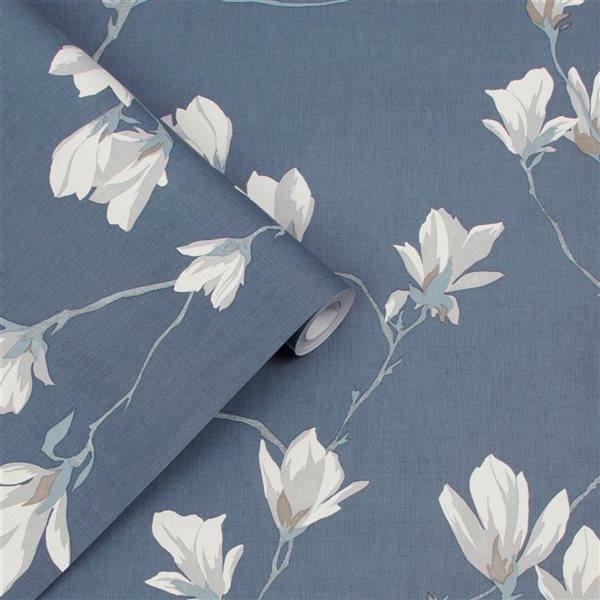 Laura Ashley Country Charm 56-sq. ft. Magnolia Grove Dusky Seaspray Non-Woven Floral Unpasted Paste the Wall Wallpaper