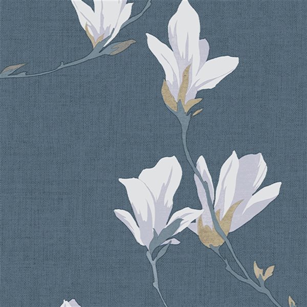 Laura Ashley Country Charm 56-sq. ft. Magnolia Grove Dusky Seaspray Non-Woven Floral Unpasted Paste the Wall Wallpaper