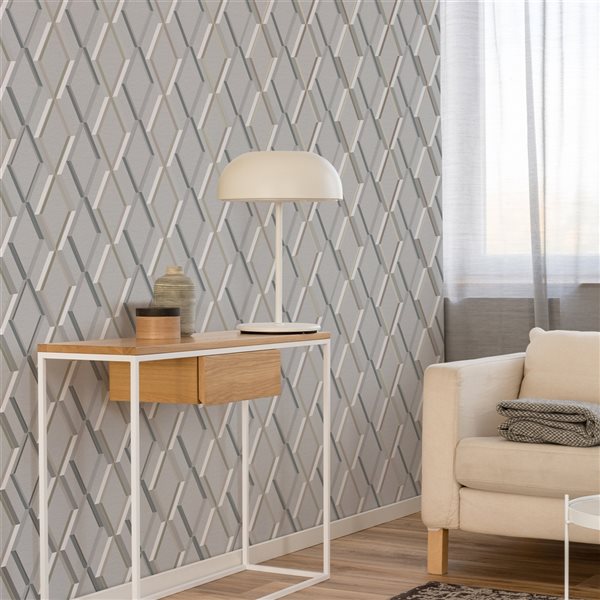 Superfresco Easy Prestige 56-sq. ft. Grey Non-Woven Textured Geometric Unpasted Paste the Wall Wallpaper