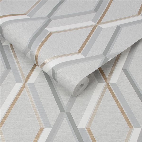 Superfresco Easy Prestige 56-sq. ft. Grey Non-Woven Textured Geometric Unpasted Paste the Wall Wallpaper