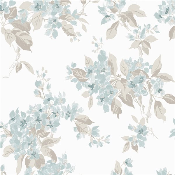 Laura Ashley Country Charm 56-sq. ft. Apple Blossom Duck Egg Non-Woven ...