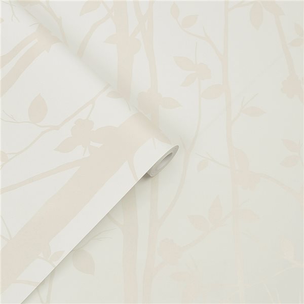 Laura Ashley Country Charm 56-sq. ft. Cottonwood Pearlescent White Non-Woven Unpasted Paste the Wall Wallpaper