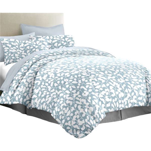 Myne Blue and White Floral Cotton Sateen Antibacterial King/California