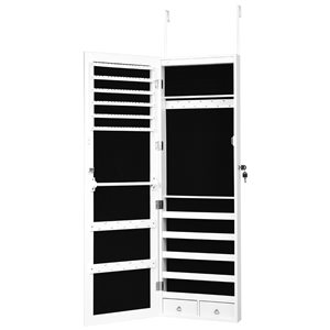 Costway White Wall Mount Jewelry Armoire with LED Lights