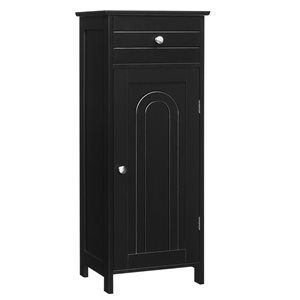 Costway 12-in x 32.5-in x 14-in Black MDF Freestanding Corner Linen Cabinet
