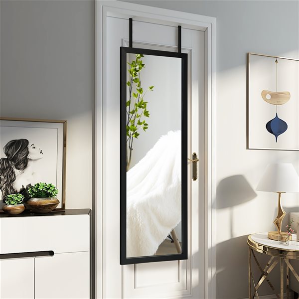 Costway 47.5-in x 14.5-in Rectangle Black Framed Wall Mirror