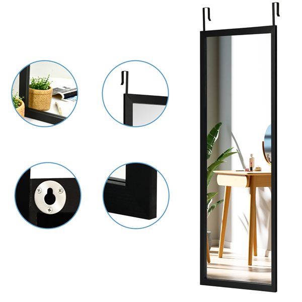 Costway 47.5-in x 14.5-in Rectangle Black Framed Wall Mirror