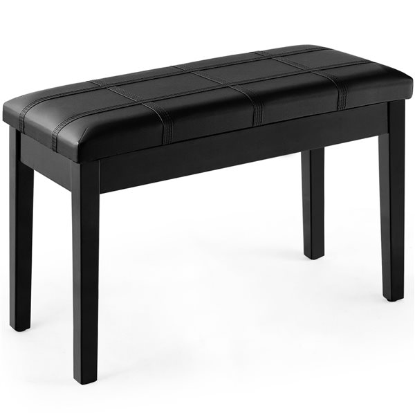 Costway Modern Solid Wood/PU Leather Black Storage Bench