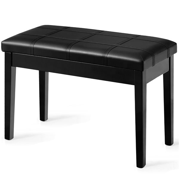 Costway Modern Solid Wood/PU Leather Black Storage Bench