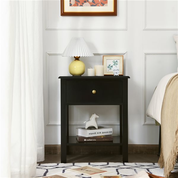 Costway 15-in Black Nightstand - 2-Piece