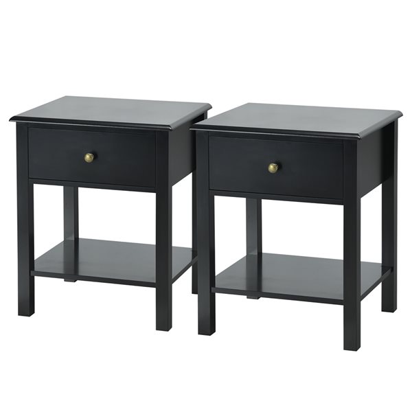 Costway 15-in Black Nightstand - 2-Piece