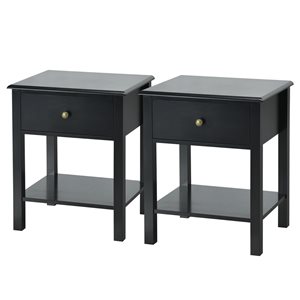 Costway 15-in Black Nightstand - 2-Piece