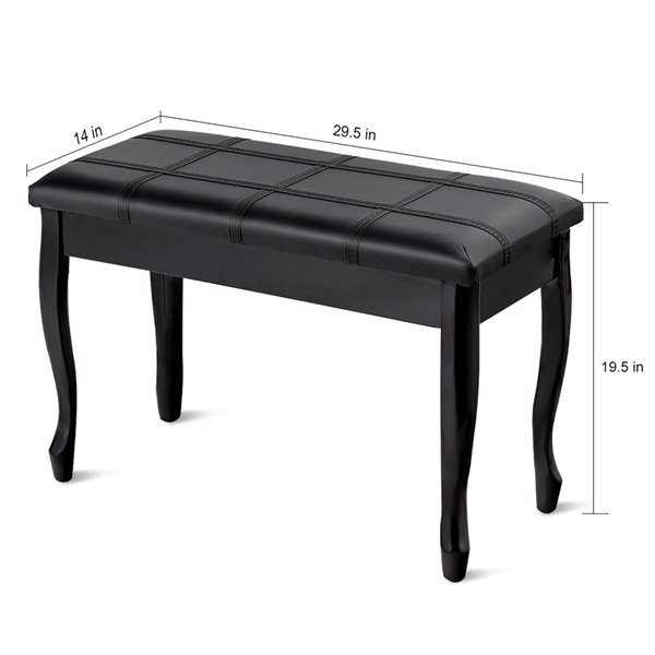 Costway Modern PU Leather/Solid Wood Black Storage Bench