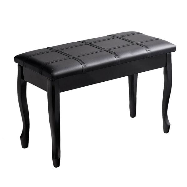 Costway Modern PU Leather/Solid Wood Black Storage Bench HW60305BK RONA