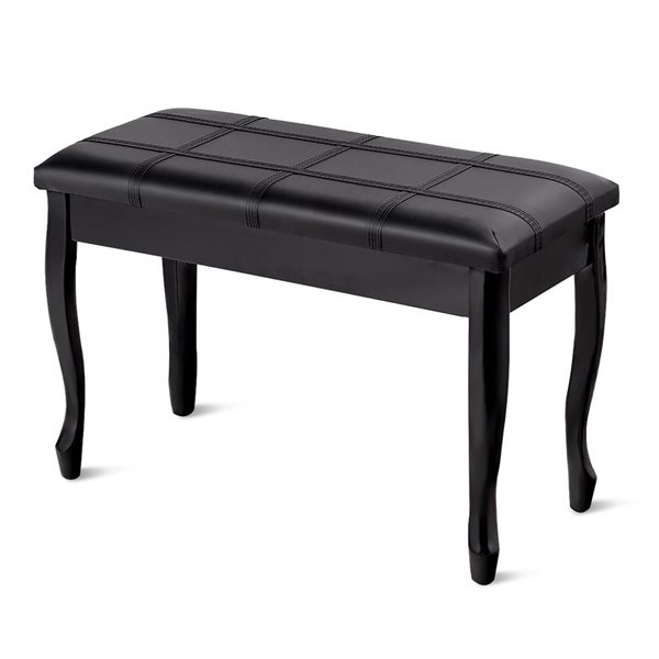 Costway Modern PU Leather/Solid Wood Black Storage Bench HW60305BK RONA