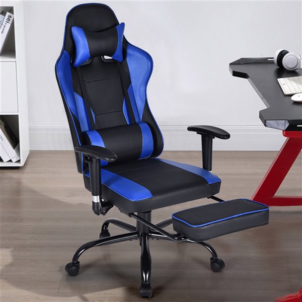 Costway Blue/Black Contemporary Ergonomic Adjustable Height Swivel ...