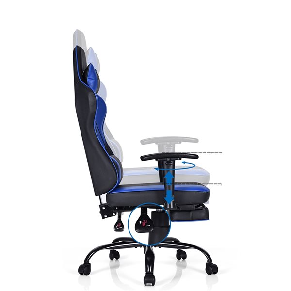 Costway Office Computer Desk Chair Gaming Chair Adjustable Swivel  w/Footrest Blue