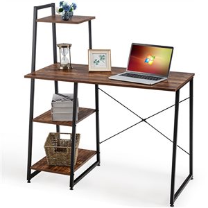 Costway 19.5-in Brown Modern/Contemporary Computer Desk with Shelves