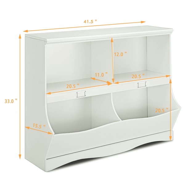 Costway White Composite 4-Shelf Standard Bookcase