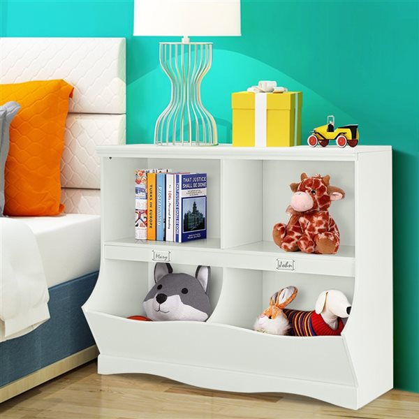Costway White Composite 4-Shelf Standard Bookcase