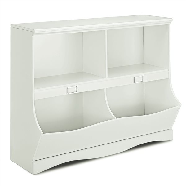 Costway White Composite 4-Shelf Standard Bookcase
