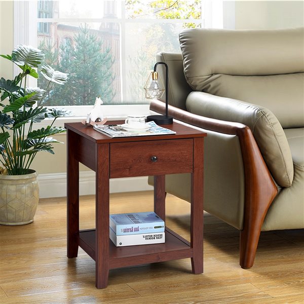 Costway 17-in Brown Nightstand - 2-Piece