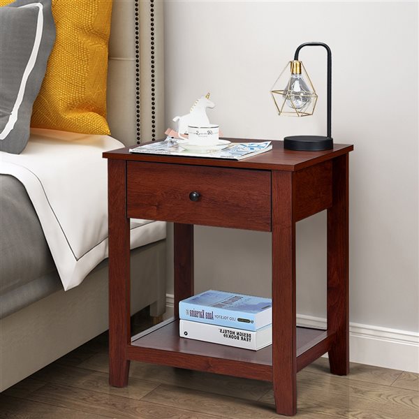 Costway 17-in Brown Nightstand - 2-Piece