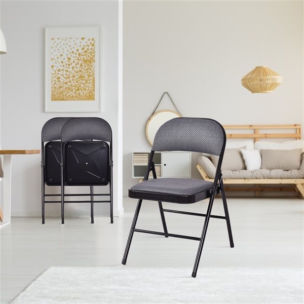 Costway Indoor Black Metal Upholstered Standard Folding Chair - 4-Pack