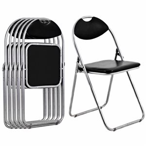 Costway Outdoor Black Metal Solid Standard Folding Chair Set of 6