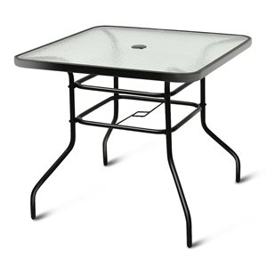 Costway Square Outdoor Balcony Table 32-in x 32-in with Umbrella Hole