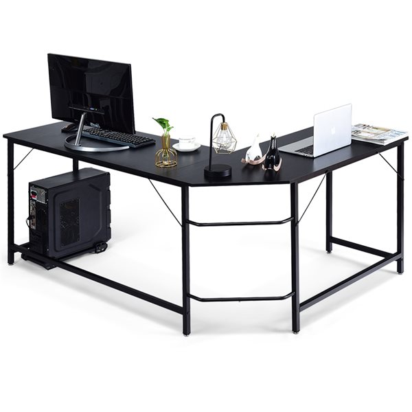 Costway 49.5 in Black Modern Contemporary L Shaped Computer Desk HW61782BK RONA