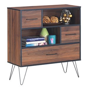 Costway Walnut Composite Sideboard with Metal Legs