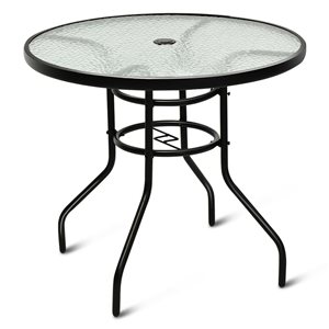 Costway Round Outdoor Balcony Table 32-in x 32-in with Umbrella Hole