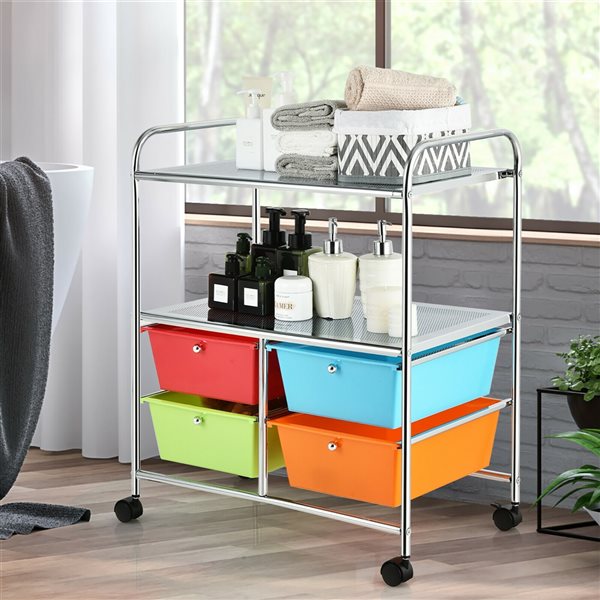 Costway Multicolour 4-Drawer Storage Cart