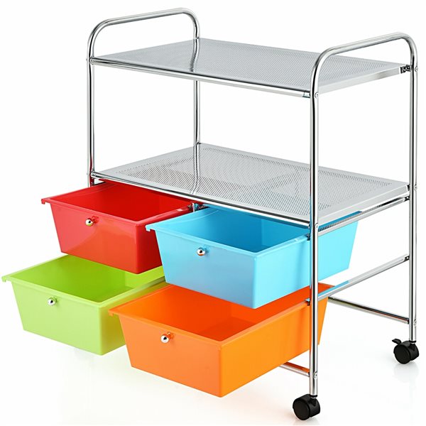 Costway Multicolour 4-Drawer Storage Cart