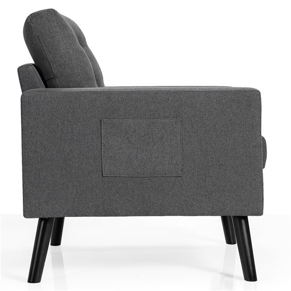 Costway Modern Grey Linen Accent Chair - Set of 2