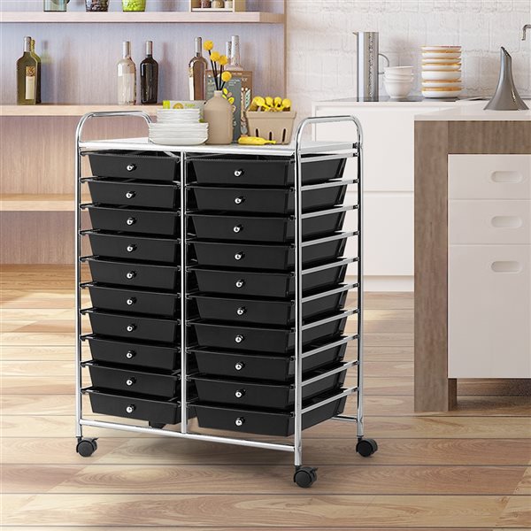 Costway Black 20-Drawer Storage Cart