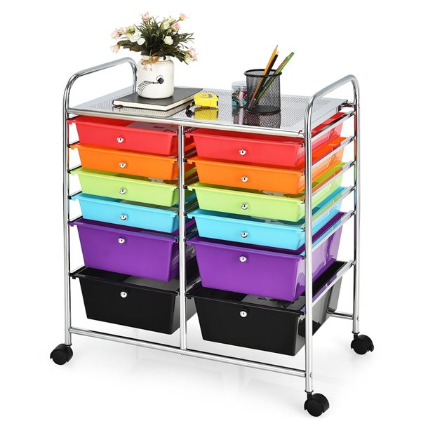 Costway Multicolour 12-Drawer Storage Cart