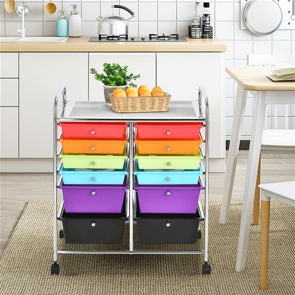 Costway Multicolour 12-Drawer Storage Cart