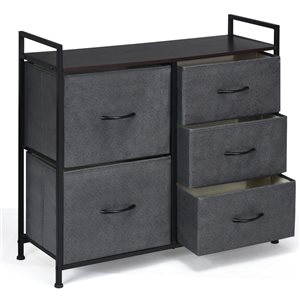 Costway 5-Compartment Grey Storage Dresser