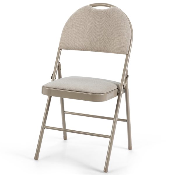 Costway Indoor Beige Metal Upholstered Standard Folding Chair - 6-Pack