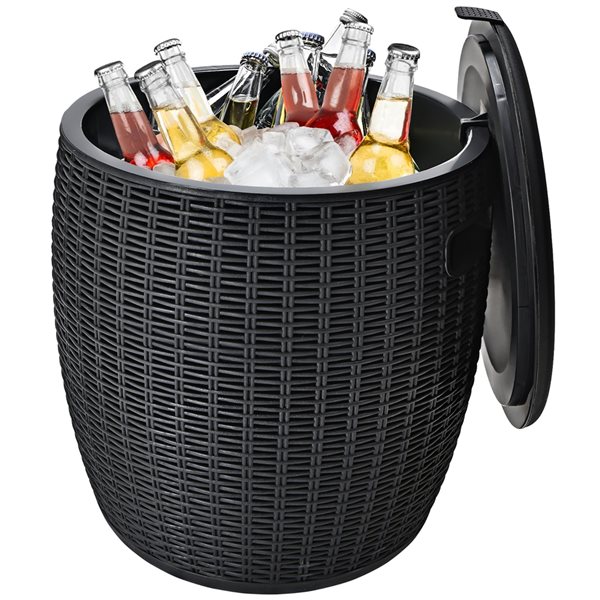 Costway 36-L Black Patio Rattan Side Table