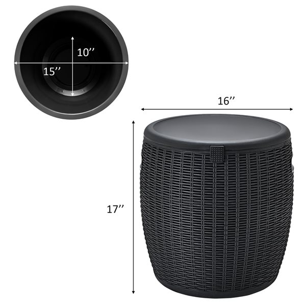 Costway 36-L Black Patio Rattan Side Table