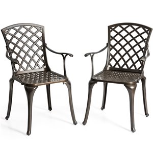 Costway Bronze Metal Stationary Dining Chair with Solid Seat - Set of 2