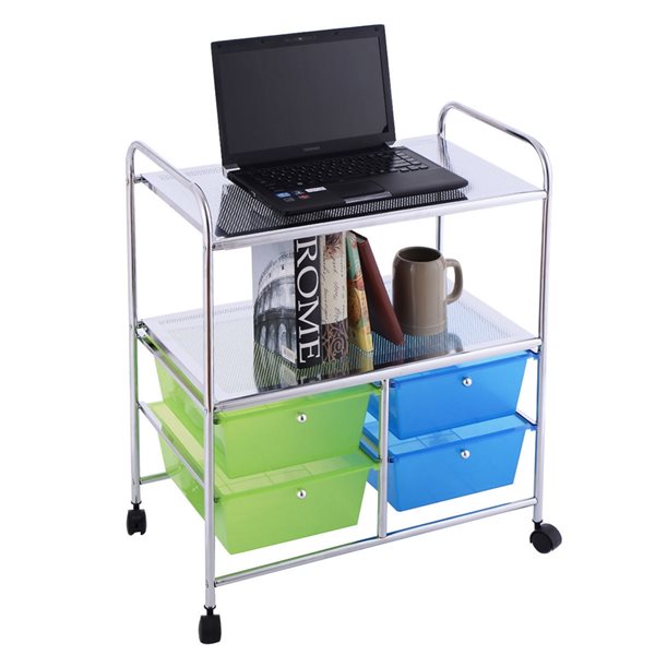 Costway Green 4-Drawer Storage Cart