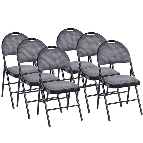 Costway Indoor Grey Metal Upholstered Standard Folding Chair 6