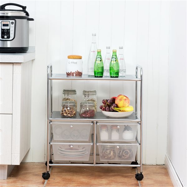 Costway Clear 4-Drawer Storage Cart