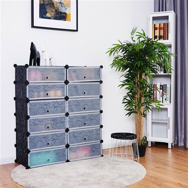 Costway 24-Pair Grey Wood Shoe Rack